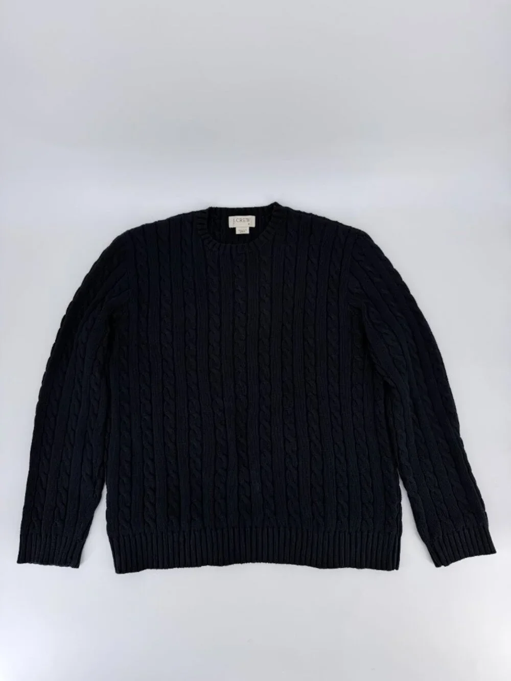 J.Crew Navy Cable Knit Crewneck Sweater XL 100% Cotton